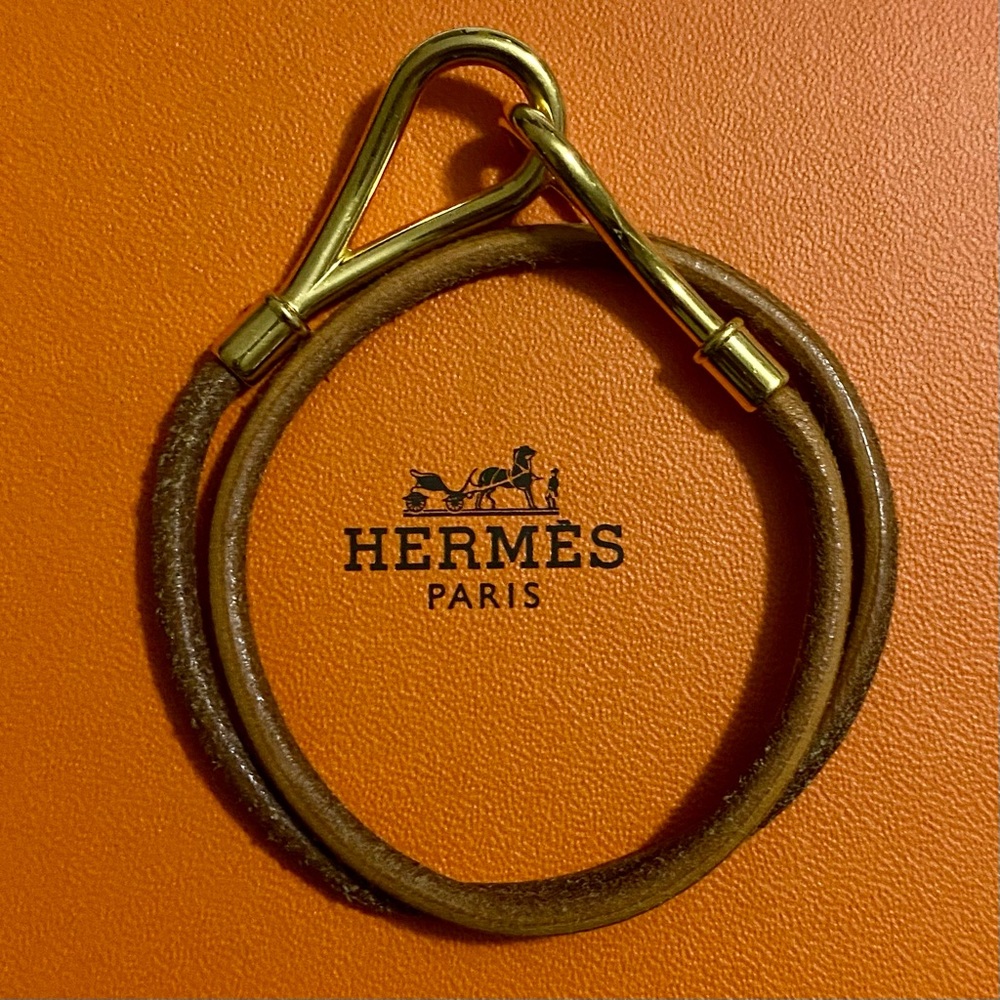 Hermès Natural Bridle Jumbo Hook Double Tour Bracelet Bouton